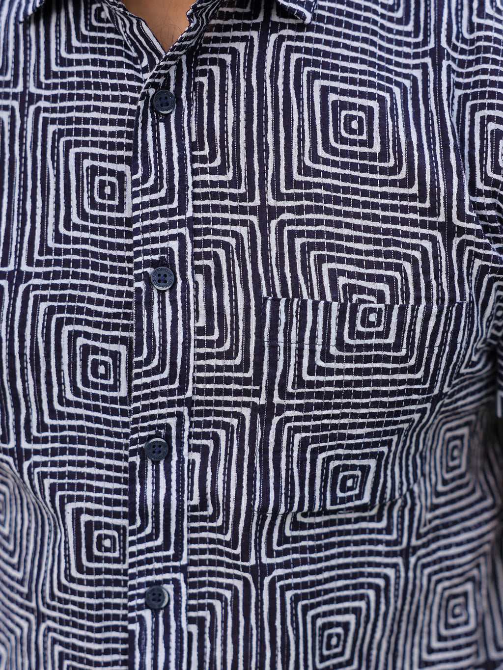 Men's Pure Cotton Blue Casual Shirt - SanskrutiHomes 