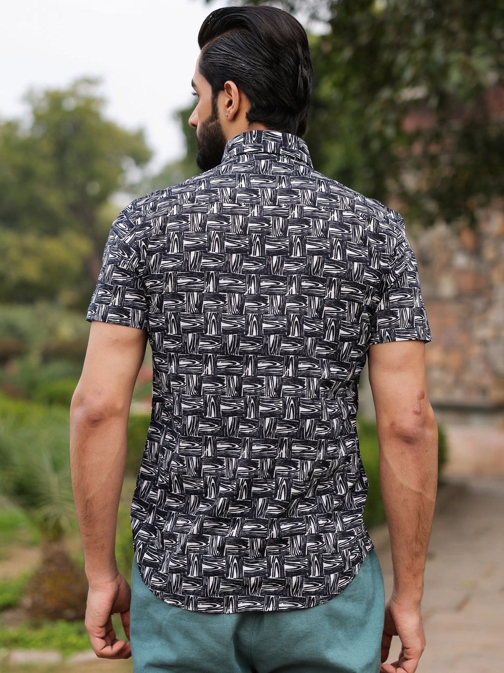 Men's Pure Cotton Black Casual Shirt - SanskrutiHomes 