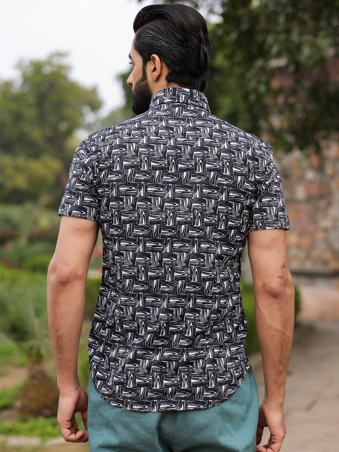 Men's Pure Cotton Black Casual Shirt - SanskrutiHomes 