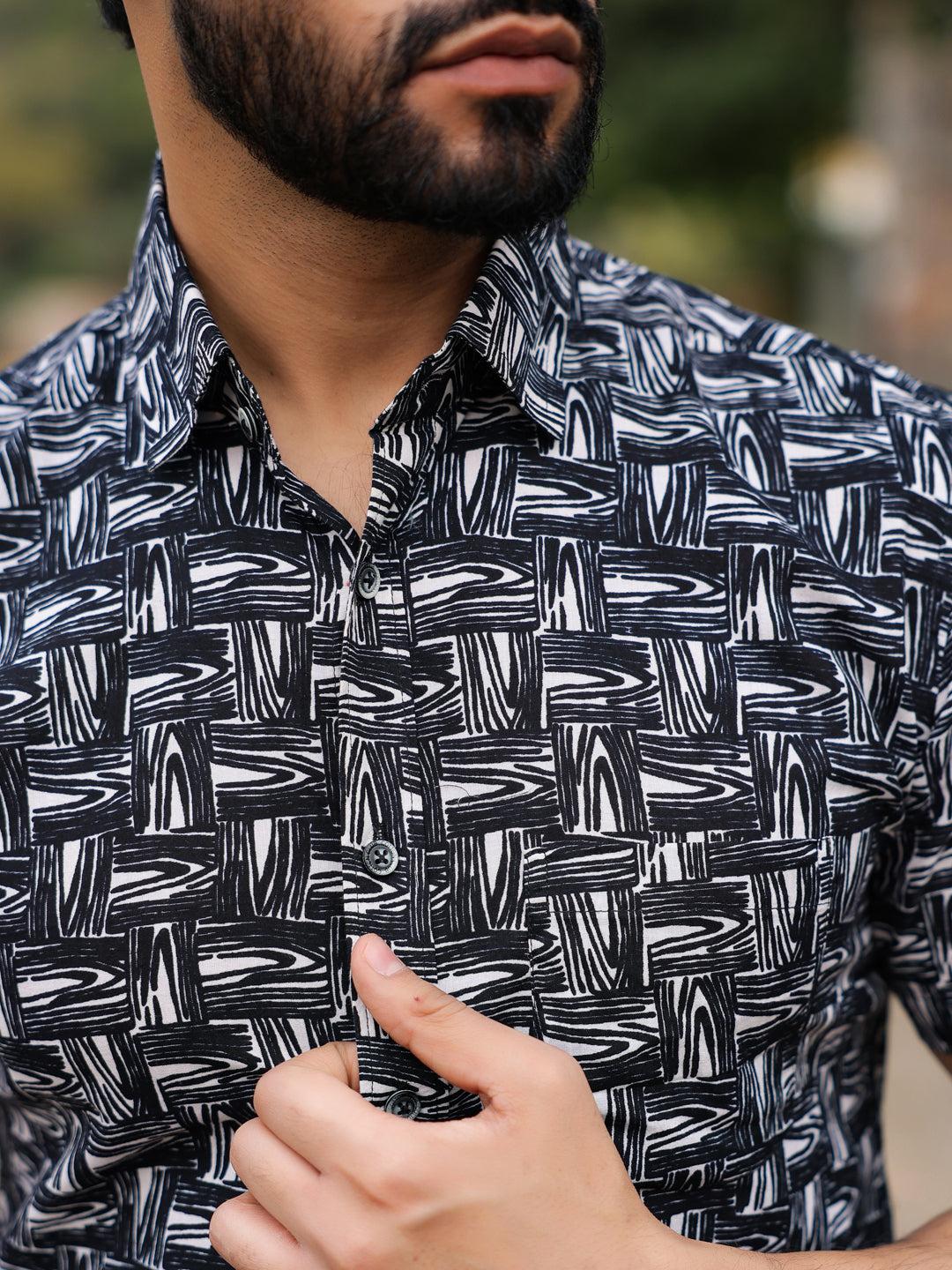 Men's Pure Cotton Black Casual Shirt - SanskrutiHomes 