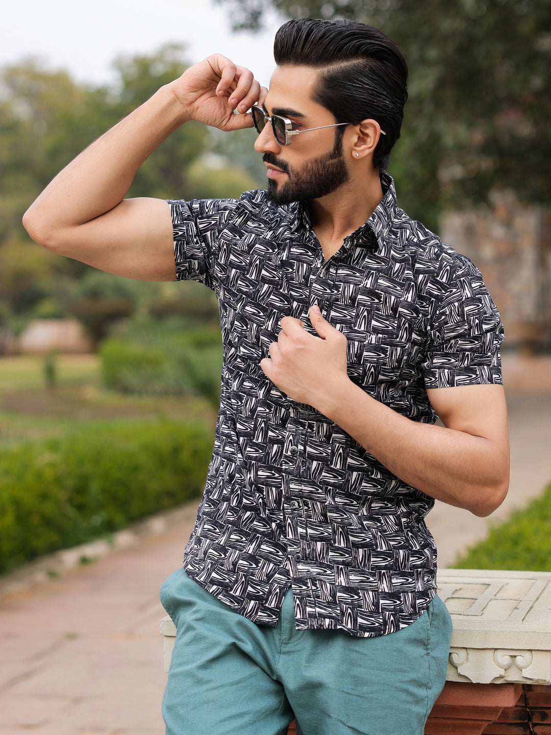 Men's Pure Cotton Black Casual Shirt - SanskrutiHomes 