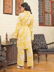 Floral Embroidered Pure Cotton Shirt With Trousers Co-Ords - SanskrutiHomes 