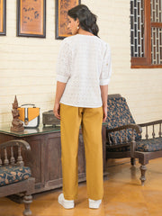 Mustard White  Cotton Co-Ord Set