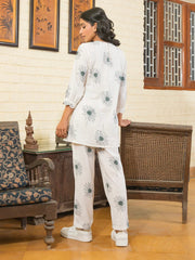 Pintuck white Cotton Co-Ord Set - SanskrutiHomes 