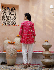 Pink Pure Cotton Round Neck Kurti For Women
