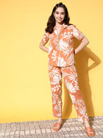 Orange Cotton Printed Night Suit Set with Payjama - SanskrutiHomes 