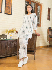 Pintuck white Cotton Co-Ord Set - SanskrutiHomes 