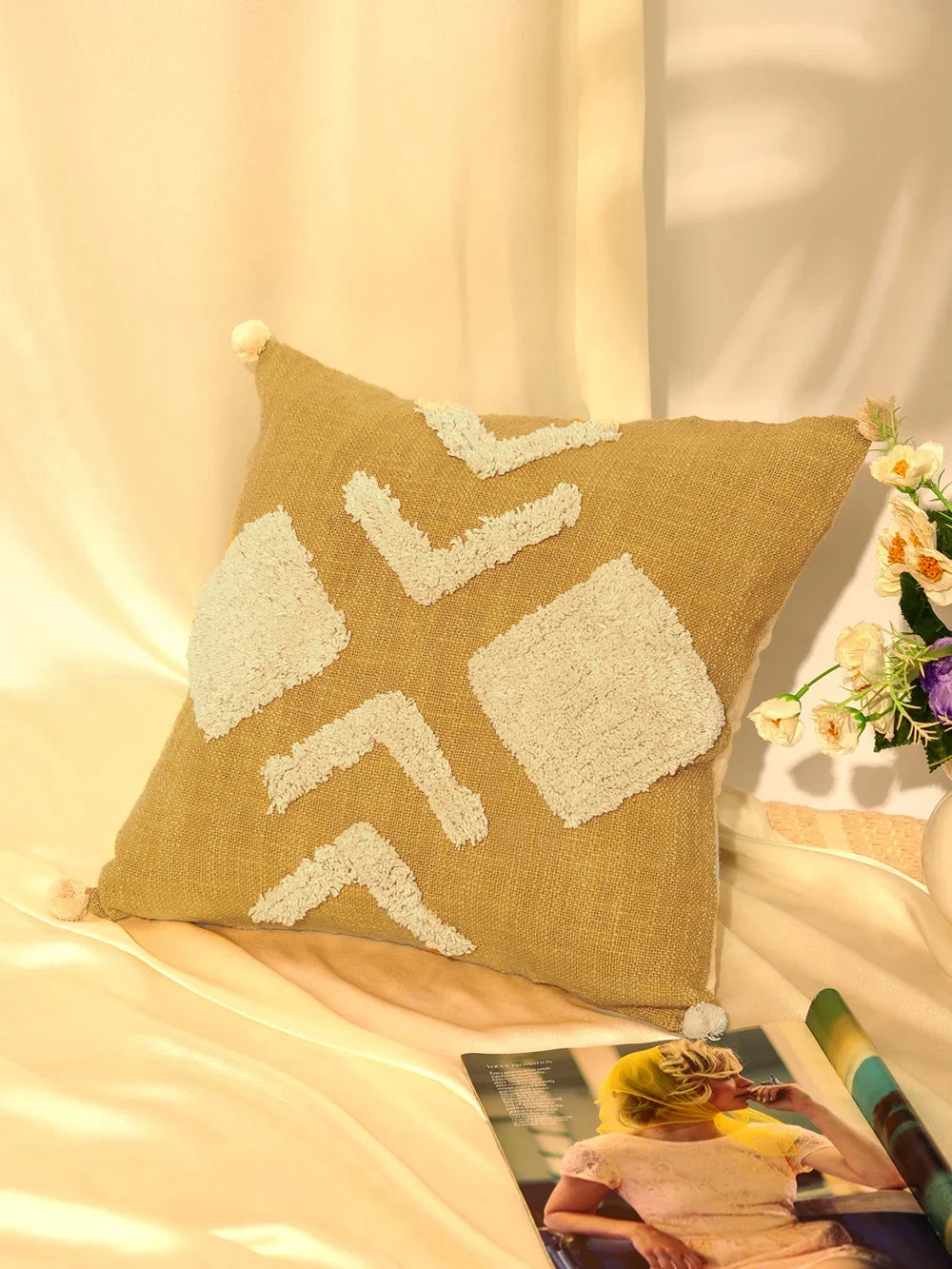 Cotton Handtufted cushion cover - SanskrutiHomes 