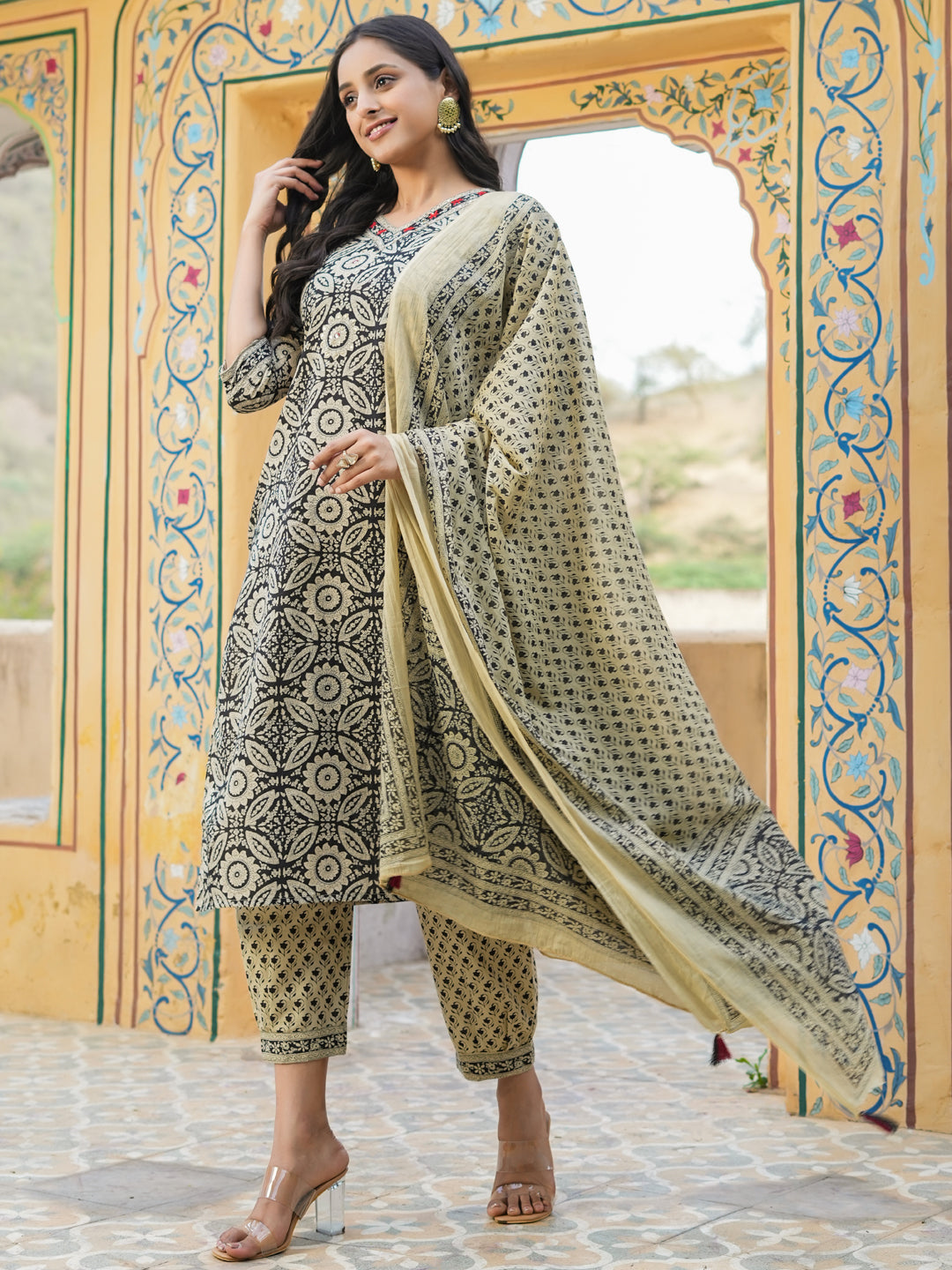 Women Pure Cotton 3pcs Kurta Set