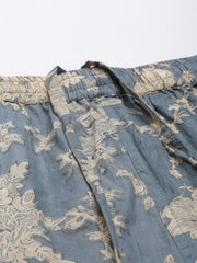 Powder Blue Cotton Printed Kaftan and Pajama Set - SanskrutiHomes 