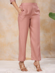 Women' S Floral Embroidered Satin Straight Kurta With Trouser & Dupatta Set