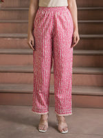 Floral Printed Pure Cotton Straight Kurta With Trousers & Dupatta - SanskrutiHomes 
