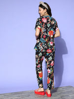 Black Cotton Printed Night Suit Set with Pajama - SanskrutiHomes 