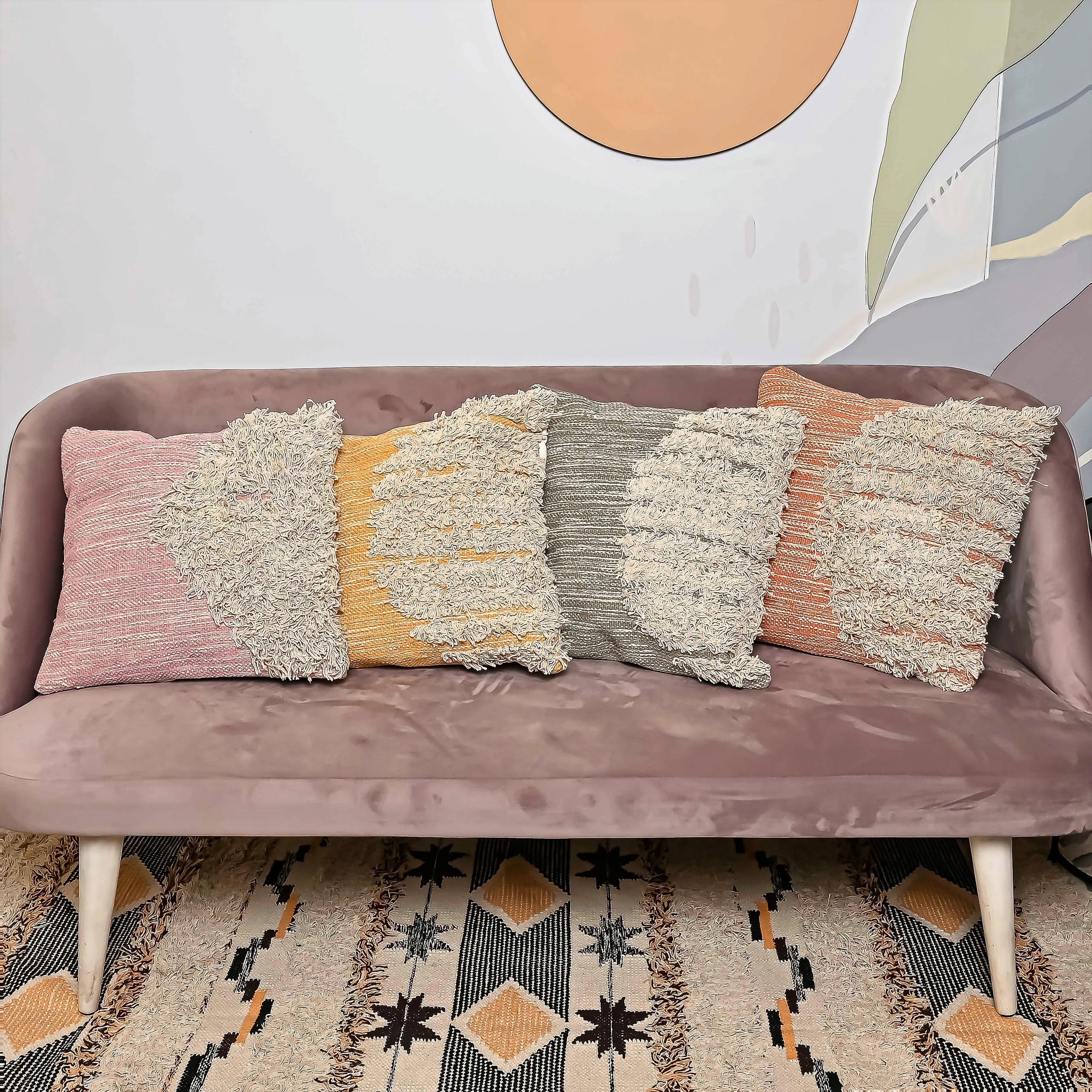 100% Cotton handmade Multi-color Cushion Covers.(Set of 4 ) - SanskrutiHomes 