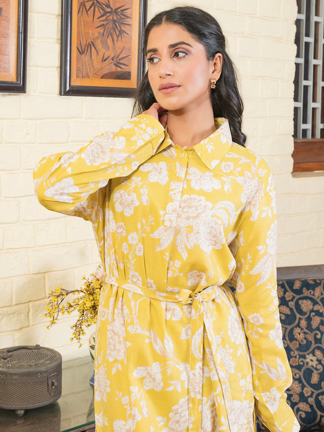 Floral Embroidered Pure Cotton Shirt With Trousers Co-Ords - SanskrutiHomes 