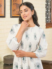 Pintuck white Cotton Co-Ord Set - SanskrutiHomes 