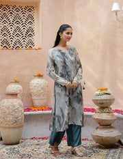 Green Floral Printed Sweetheart Neck Kurta Set For Women