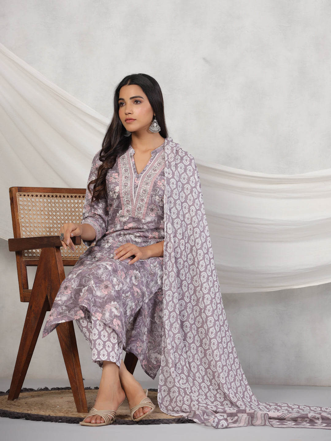 Rangdeep Women Pink Floral Print Kurta Set