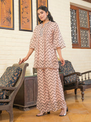 Printed Pleated Mirror Work Pure Cotton Cord Set