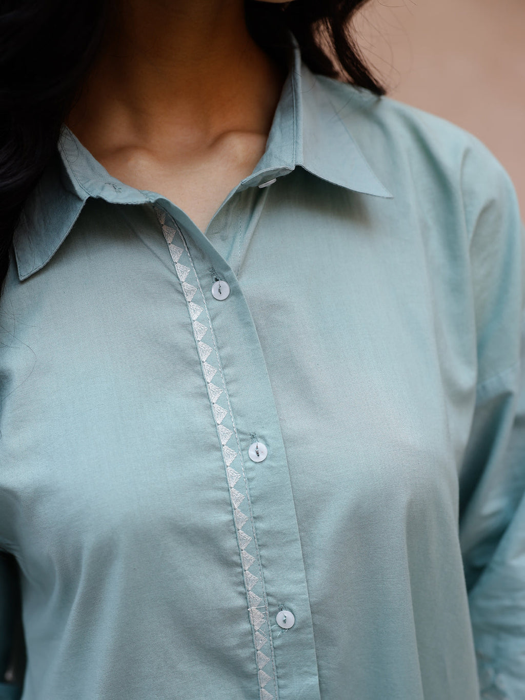 Blue Solid Print Cotton Co-Ord Set For Women