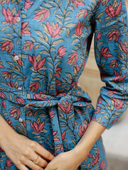 Blue Floral Printed Cotton Co-Ord Set