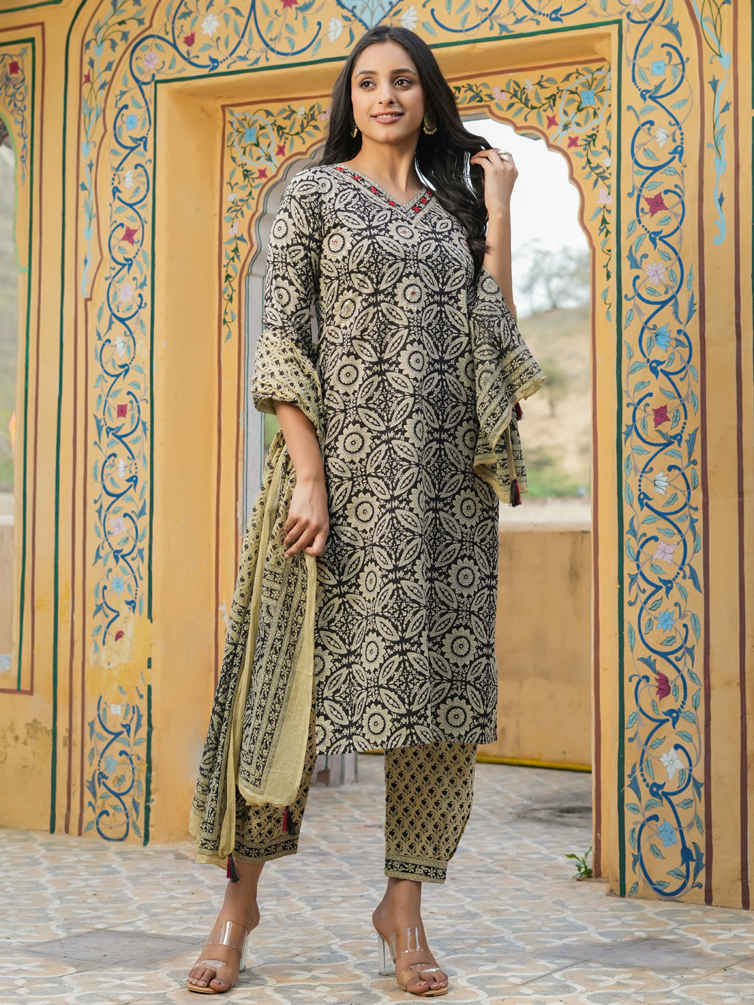 Women Pure Cotton 3pcs Kurta Set