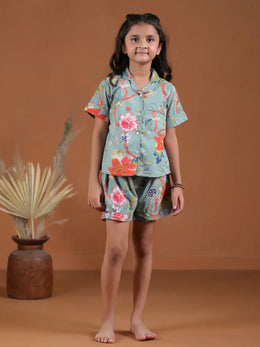 Flower Printed Kids Night Suit Set - SanskrutiHomes 