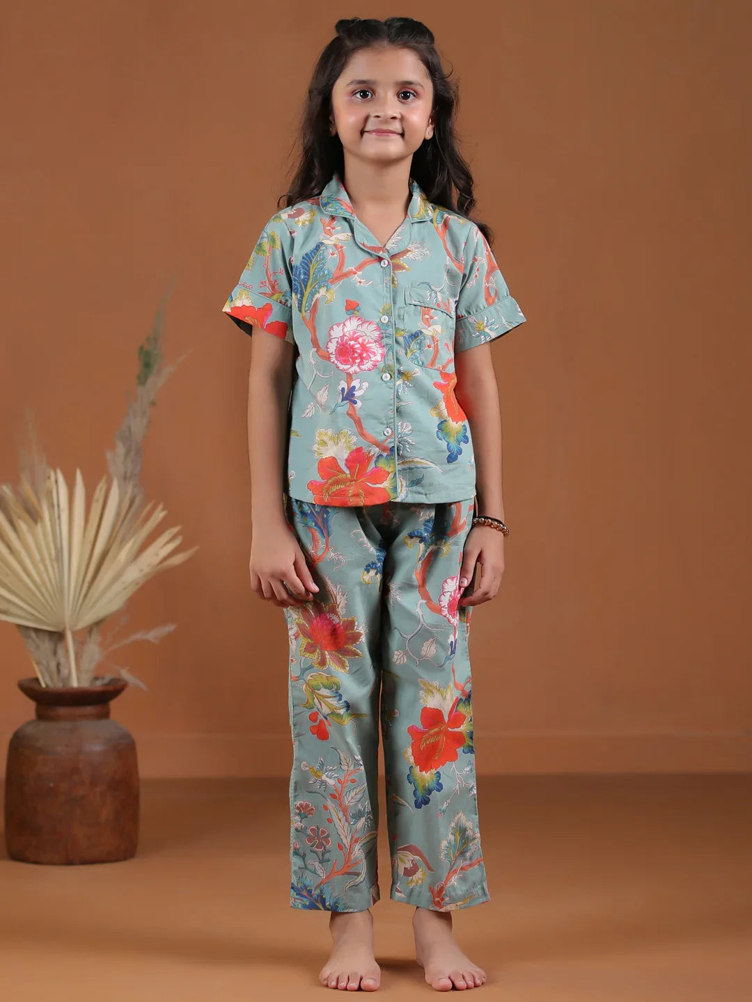 Flower Printed Night Suit Set for Kids - SanskrutiHomes 