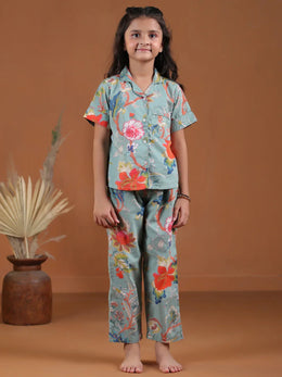 Flower Printed Night Suit Set for Kids - SanskrutiHomes 