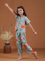 Flower Printed Night Suit Set for Kids - SanskrutiHomes 