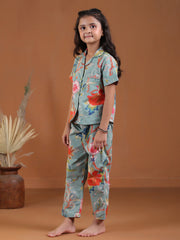 Flower Printed Night Suit Set for Kids - SanskrutiHomes 