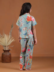 Flower Printed Night Suit Set for Kids - SanskrutiHomes 