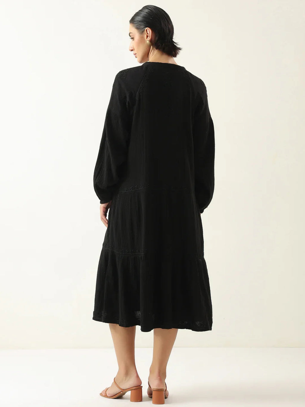 Black Color Pure Cotton Dress for Women - SanskrutiHomes 