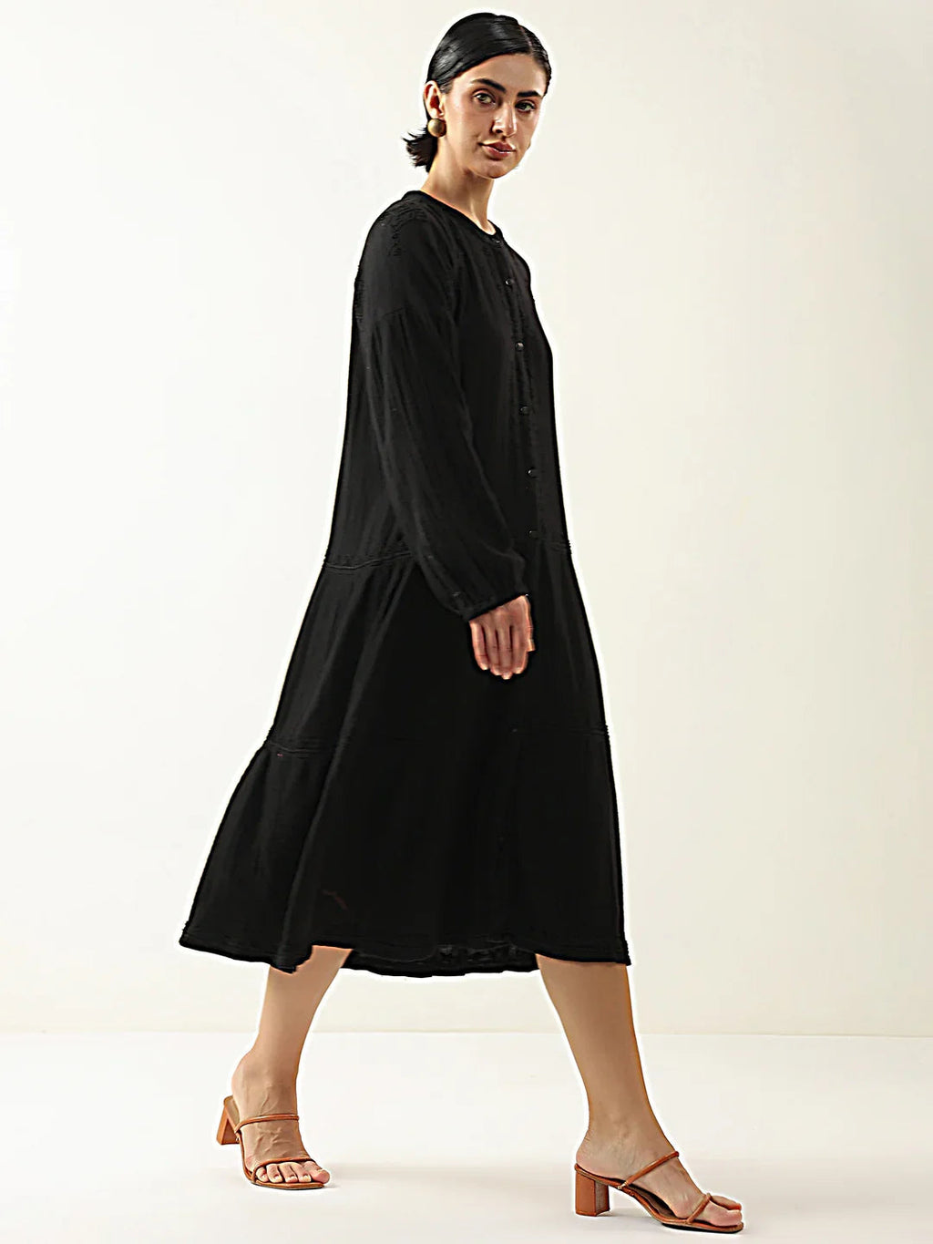 Black Color Pure Cotton Dress for Women - SanskrutiHomes 