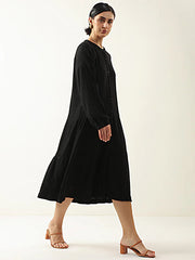 Black Color Pure Cotton Dress for Women - SanskrutiHomes 