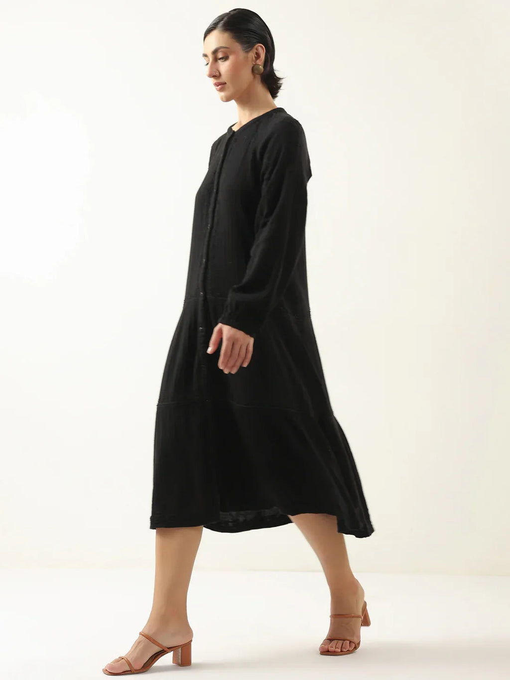 Black Color Pure Cotton Dress for Women - SanskrutiHomes 