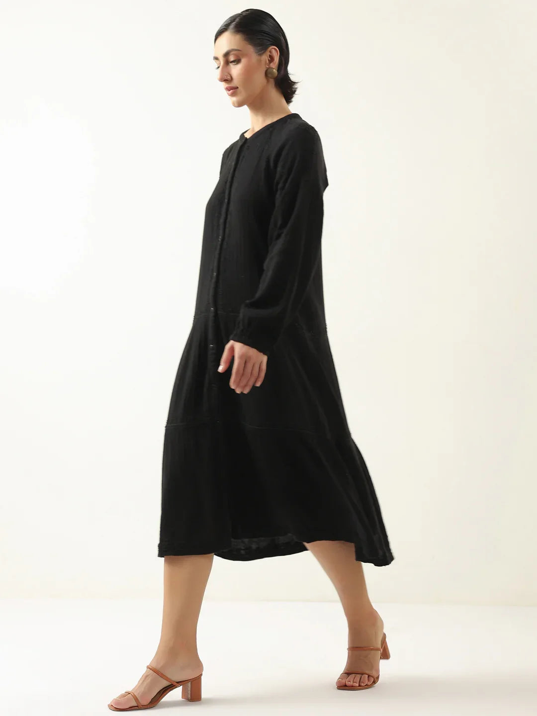 Black Color Pure Cotton Dress for Women - SanskrutiHomes 