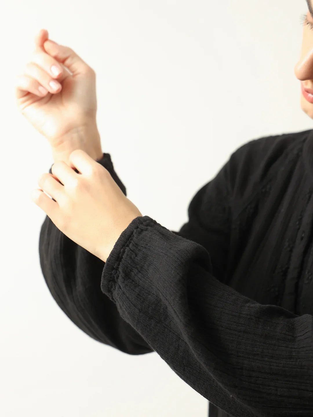 Black Color Pure Cotton Dress for Women - SanskrutiHomes 