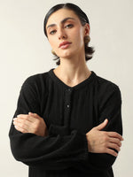 Black Color Pure Cotton Dress for Women - SanskrutiHomes 