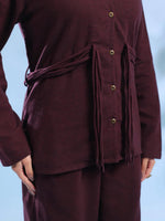 Purple Solid Round Neck Pure Cotton Co-ord Set for Women - SanskrutiHomes 