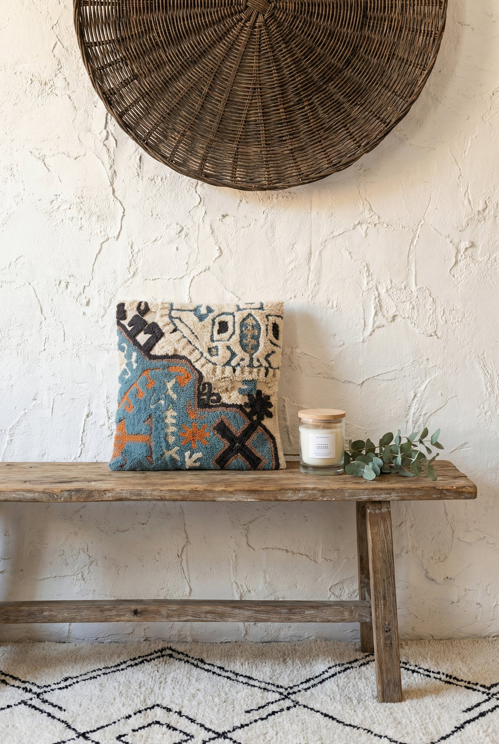 Blue & White Embroidered Cotton Squared Cushion Covers