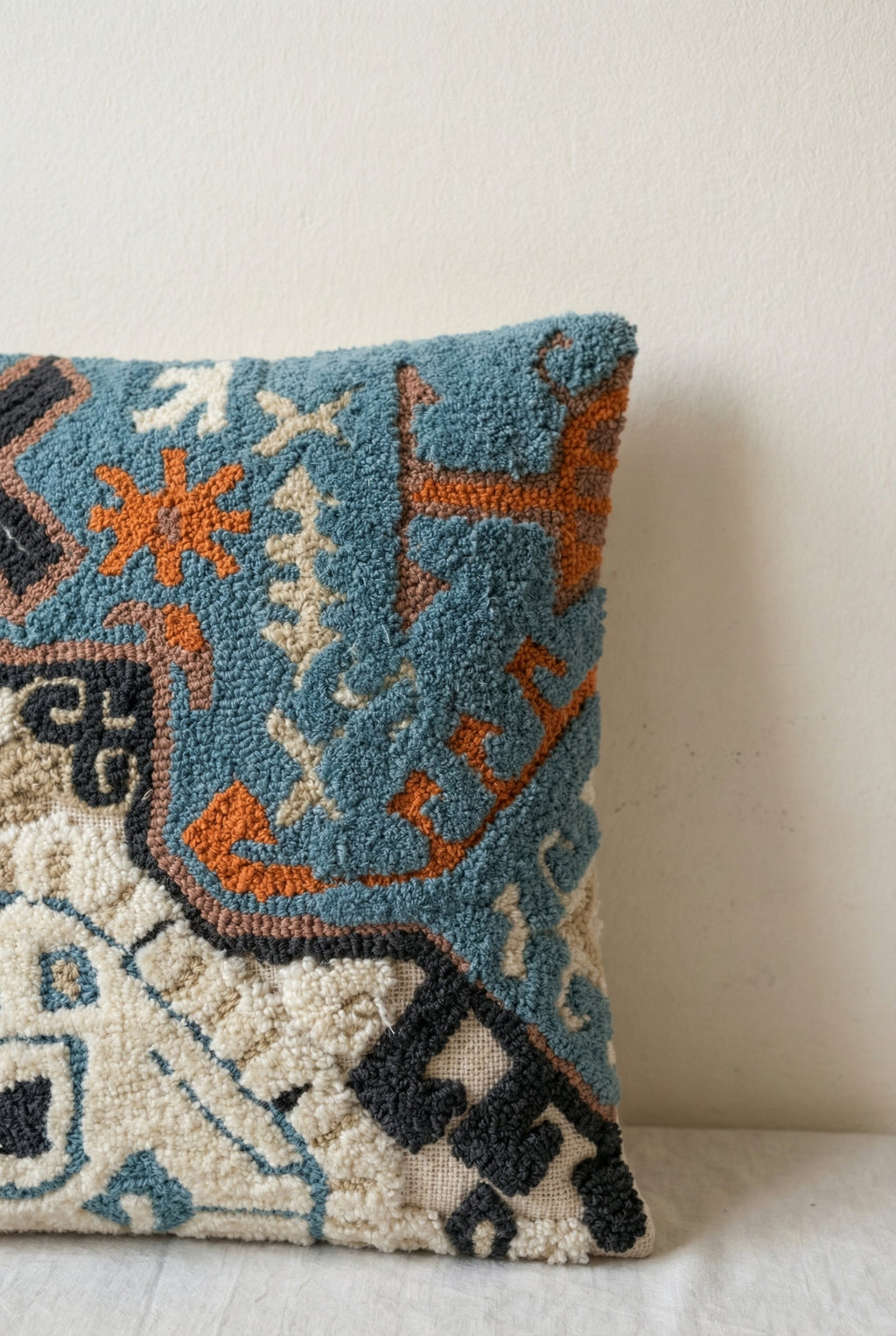 Blue & White Embroidered Cotton Squared Cushion Covers