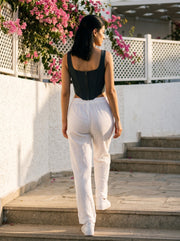 White High Waisted Straight Lounge Pant For Women