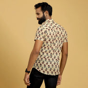 Sanskruti Homes Ivory Cotton Printed Shirt ( half sleeves ) - SanskrutiHomes 