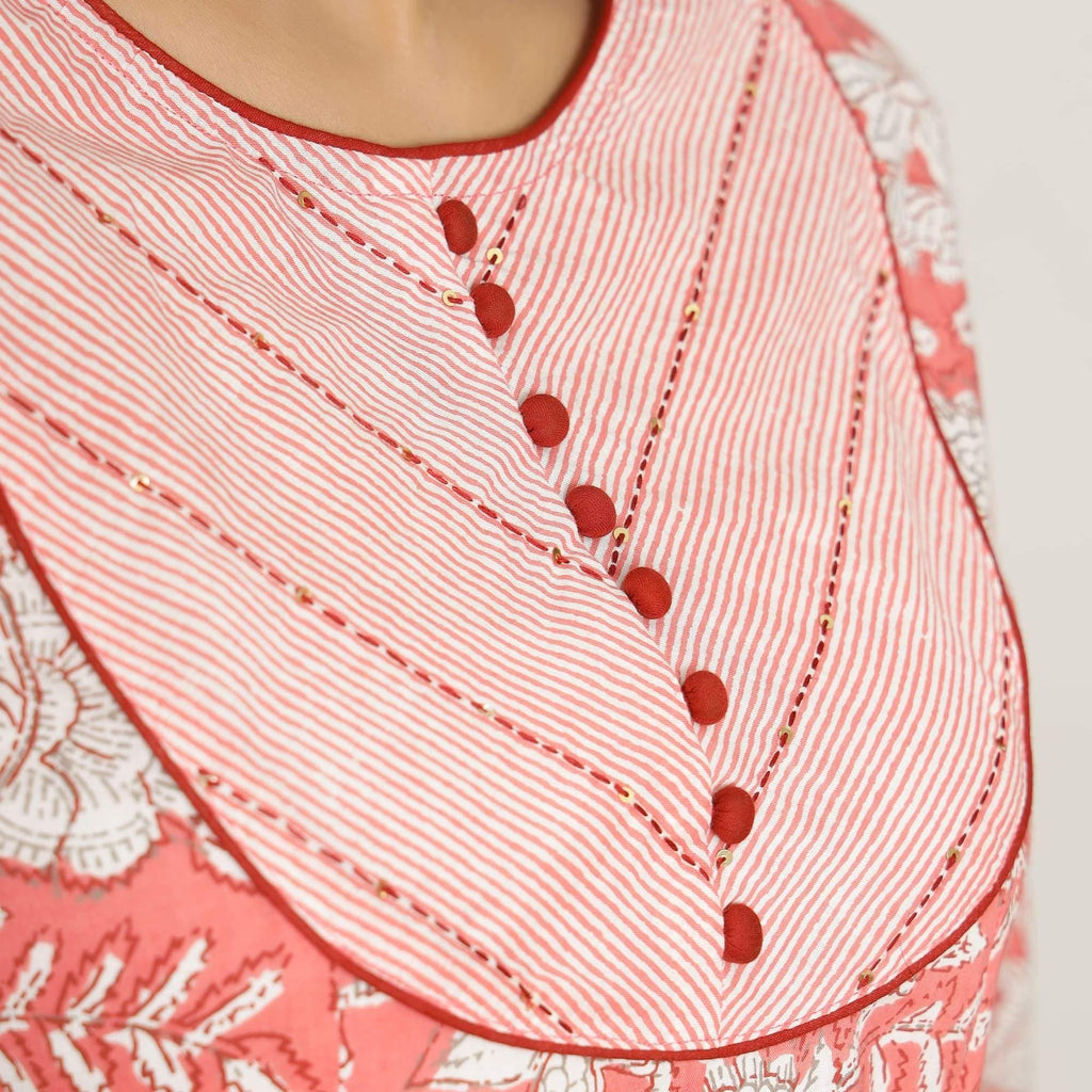 Rang Deep Women Pink Cotton Kurti - SanskrutiHomes 