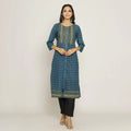 Rang Deep Women Blue Cotton Kurti - SanskrutiHomes 