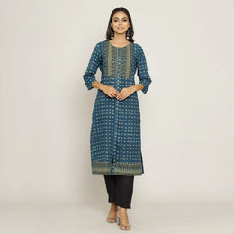 Rang Deep Women Blue Cotton Kurti - SanskrutiHomes 