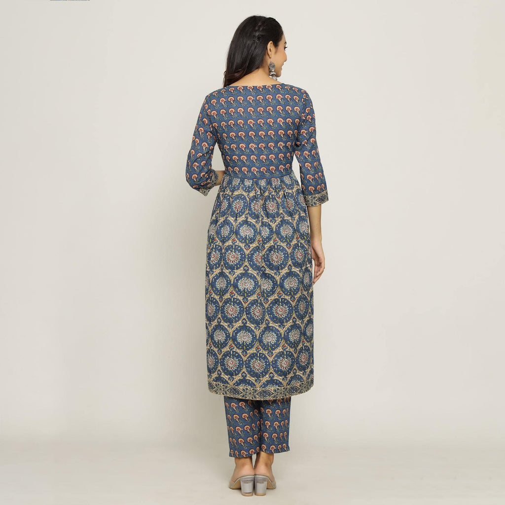 Rang Deep Women Blue Cotton Kurti - SanskrutiHomes 