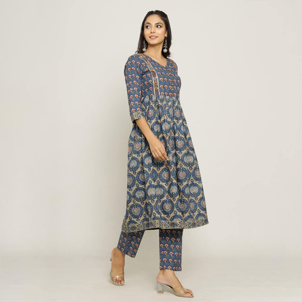 Rang Deep Women Blue Cotton Kurti - SanskrutiHomes 