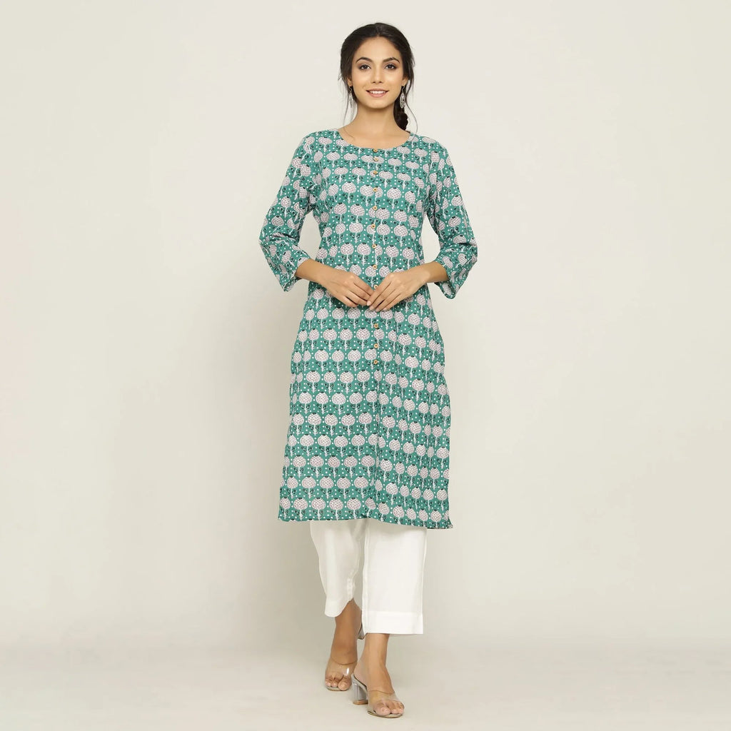 Rang Deep Green Kurta - SanskrutiHomes 